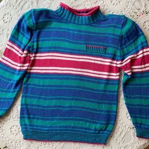 Vintage 80s hand loomed sweater in bright spring colors.